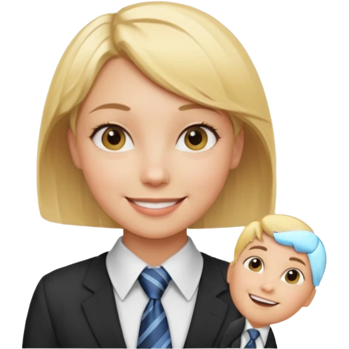 blonde girl very short hair with tie  emoji
