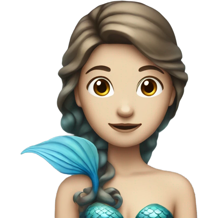 white mermaid with blue tail and brown hair emoji