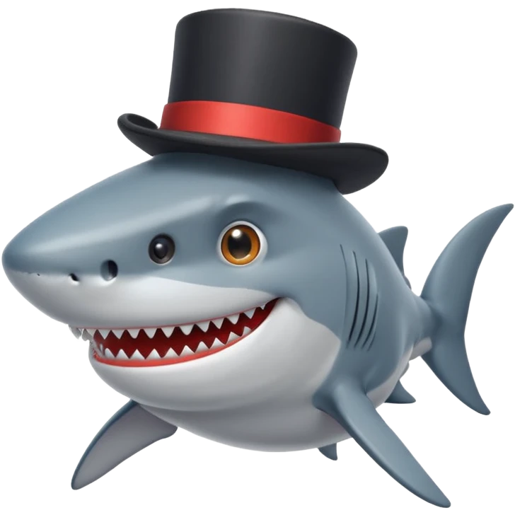Shark with a top hat and mustache  emoji
