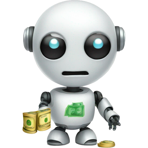 Cute robot with money emoji
