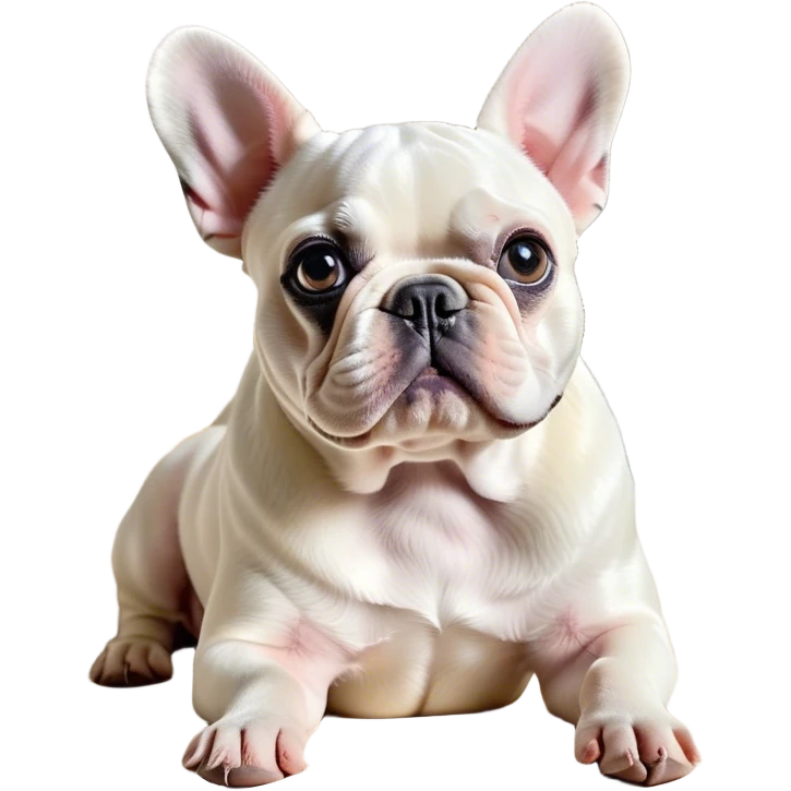 Cinematic Noble Pied French Bulldog Portrait Emoji, Radiating regal yet playful charm, with a distinctive pied fur of contrasting hues and a sculpted, expressive face featuring gentle, wise eyes and a confident stance, simplified yet artistically detailed, glowing with a soft, sophisticated radiance, high shine, exuding intelligent nobility and refined flair, soft glowing outline, capturing the essence of a noble Pied French Bulldog that embodies both strength and grace! emoji