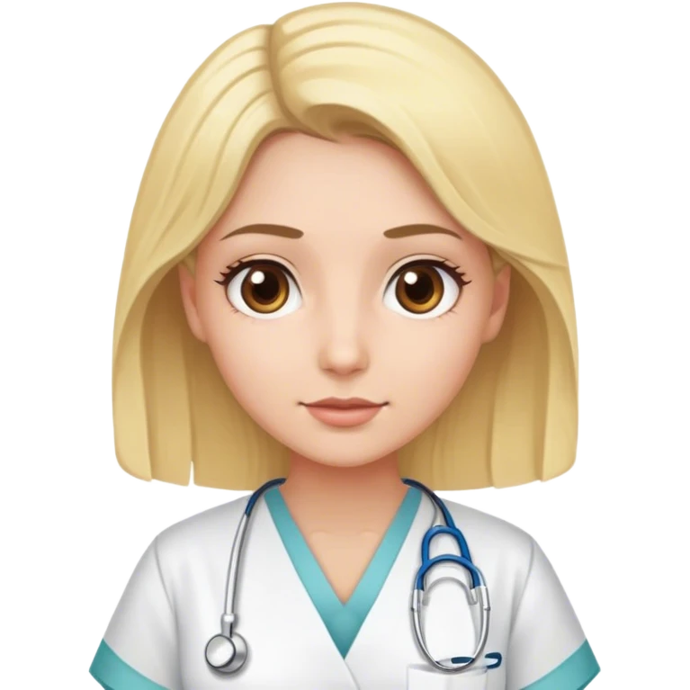 Blonde model with brown eyes, hospital gown emoji