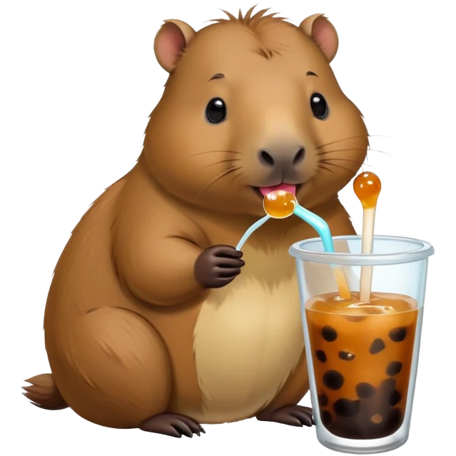 Capybara drinking boba emoji