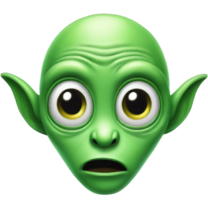 Green alien making silly face emoji