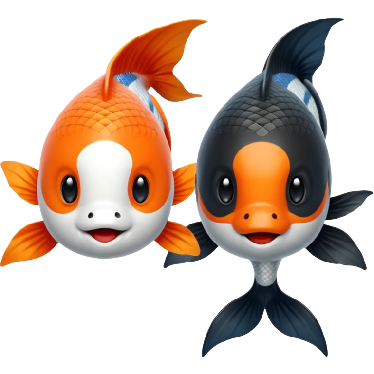 Creo dos pezes koi, como el Jim y el jam uno blaco y otro negro. emoji
