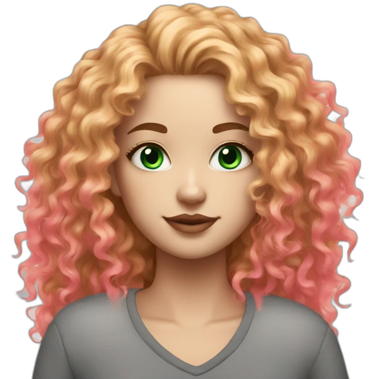 two neon colors Dyed curly hair white Girl with a cat emoji