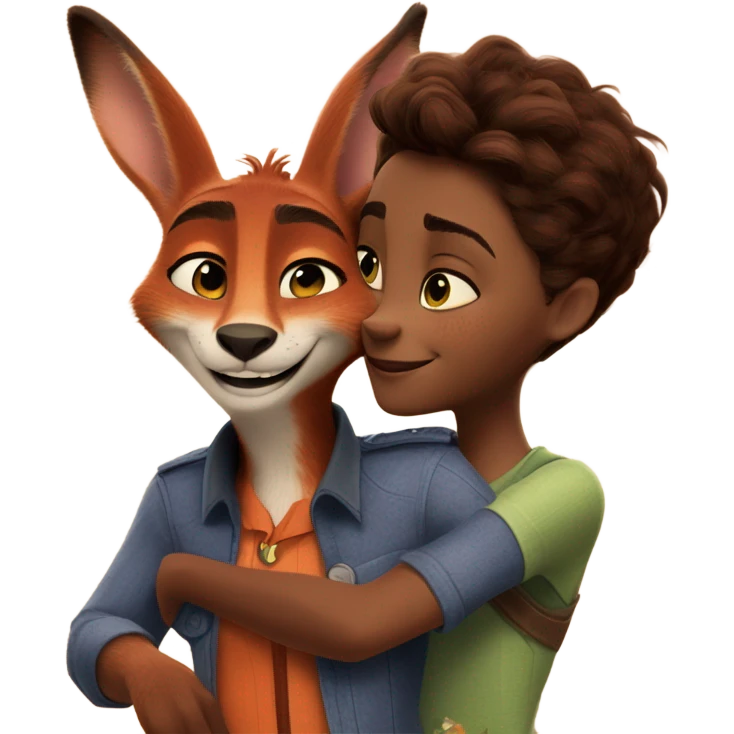 Nick Wilde from Zootopia embracing Judy Hopps from Zootopia emoji