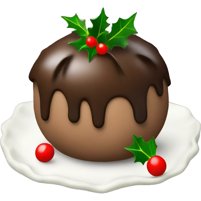 Christmas pudding with sprig of holly emoji