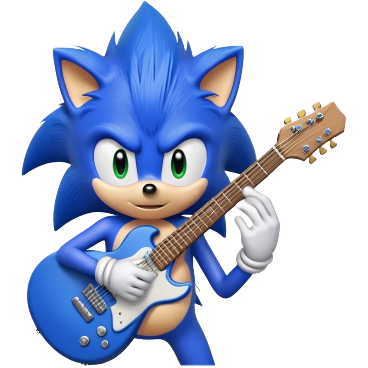 Sonic holding a guitar emoji