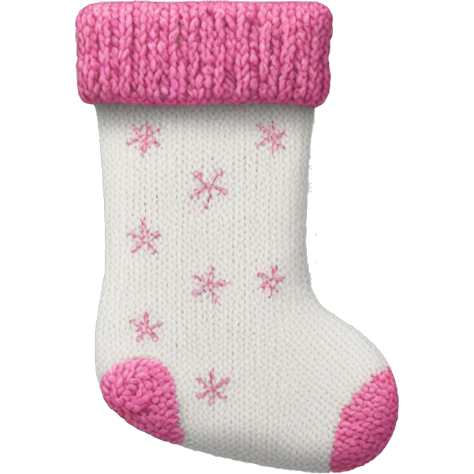 white and pink knit christmas stocking emoji