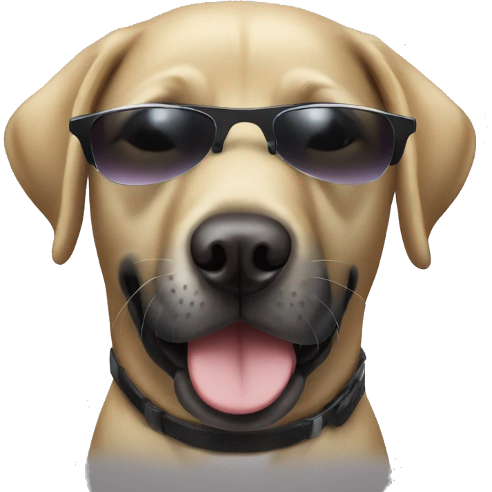 black labrador with white chest plus sunglasses emoji
