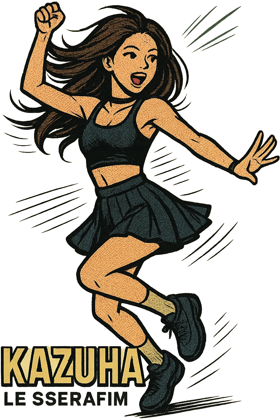 Kazuha from Le Sserafim, energetic dance pose emoji