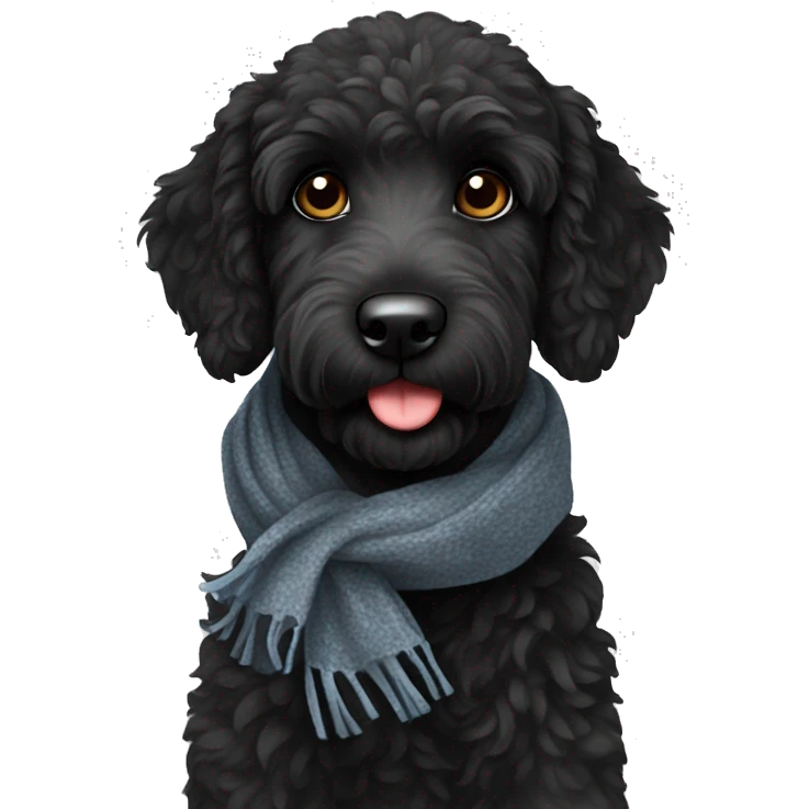 Black labradoodle with scarf black  emoji