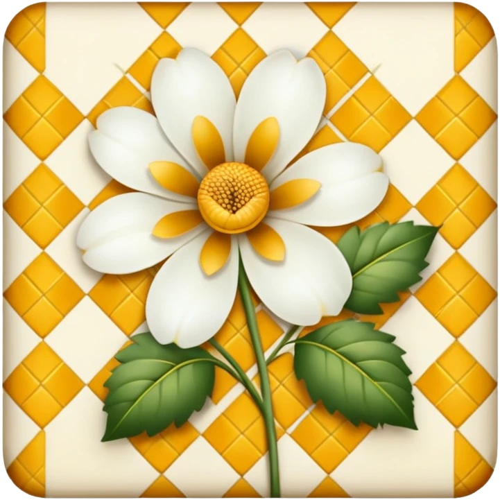 Golden plaid white flowers emoji
