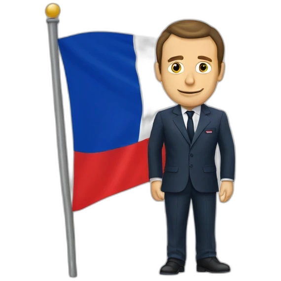 Macron avec un drapeau francais emoji