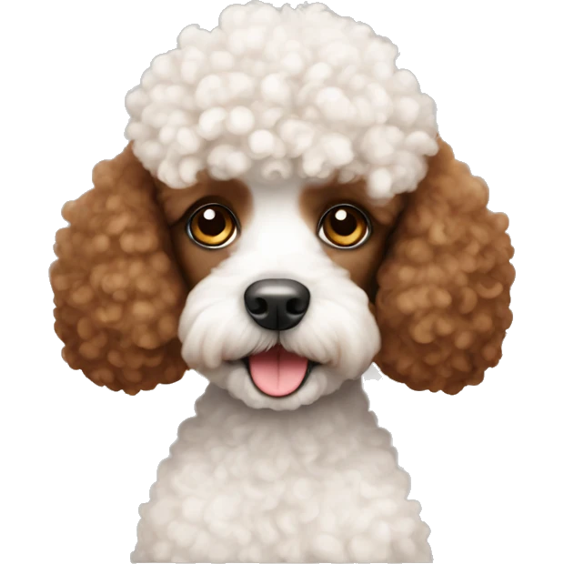 brown white mini poodle with teddy bear haircut emoji