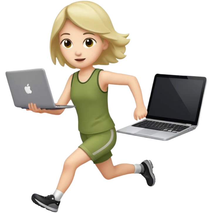 olive running holding a laptop emoji
