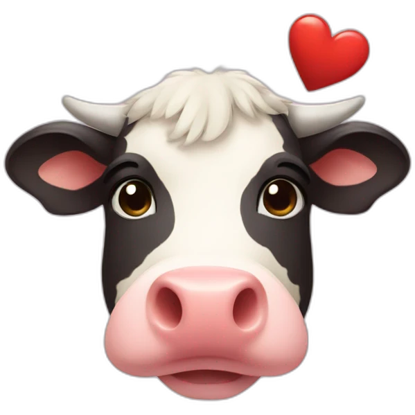 cow with a heart emoji