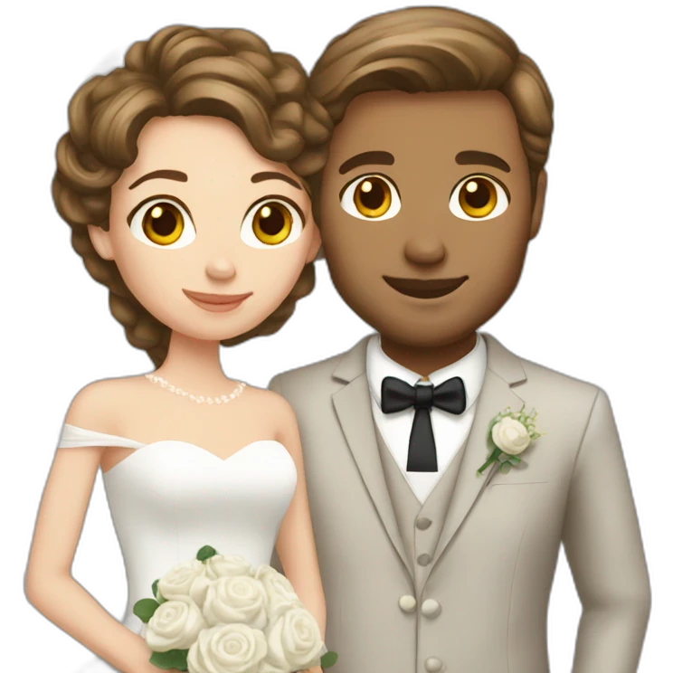 wedding white couple brown hair emoji