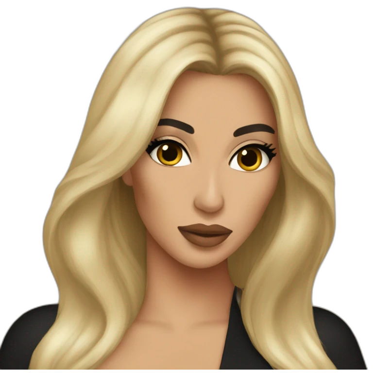 Kim Kardashian with black dress and golden hair emoji