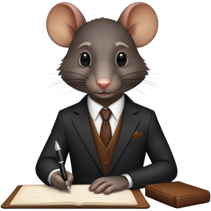  black dark rat in suit taking note emoji