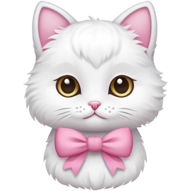 White little cat with pink bow emoji