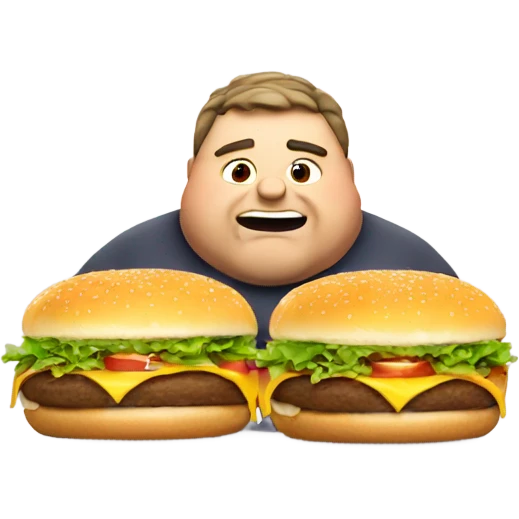 Fat guy eating a cheeseburger  emoji