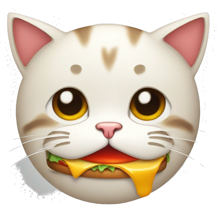 cat that is angry and eating a hamburger emoji