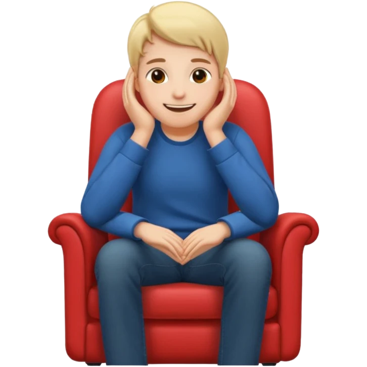 Smiley face sitting in a chair head in hands emoji