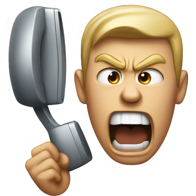 Angry person yelling into phone emoji