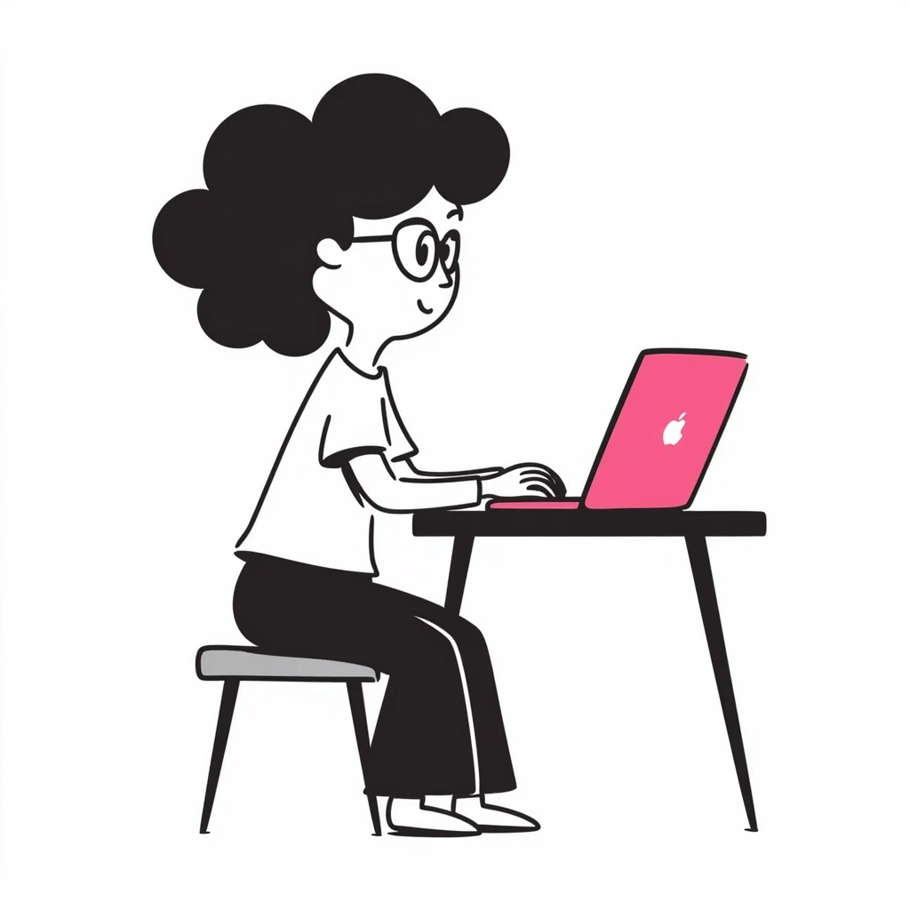 A girl with a pink laptop emoji