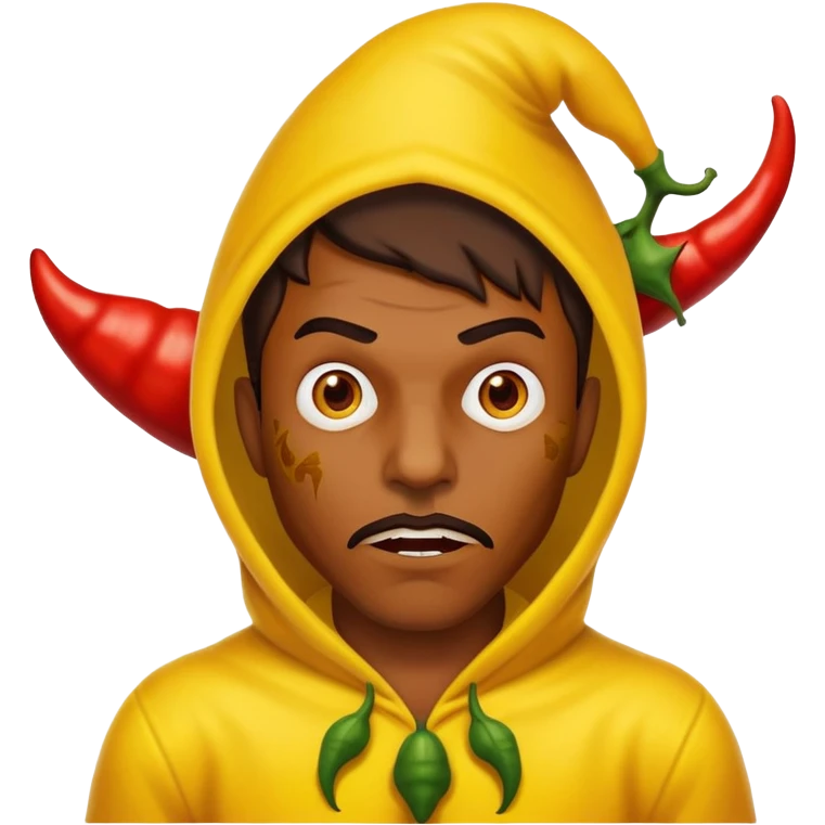 Man which is scary of yellow chilli Trinidad motifs scorpion emoji