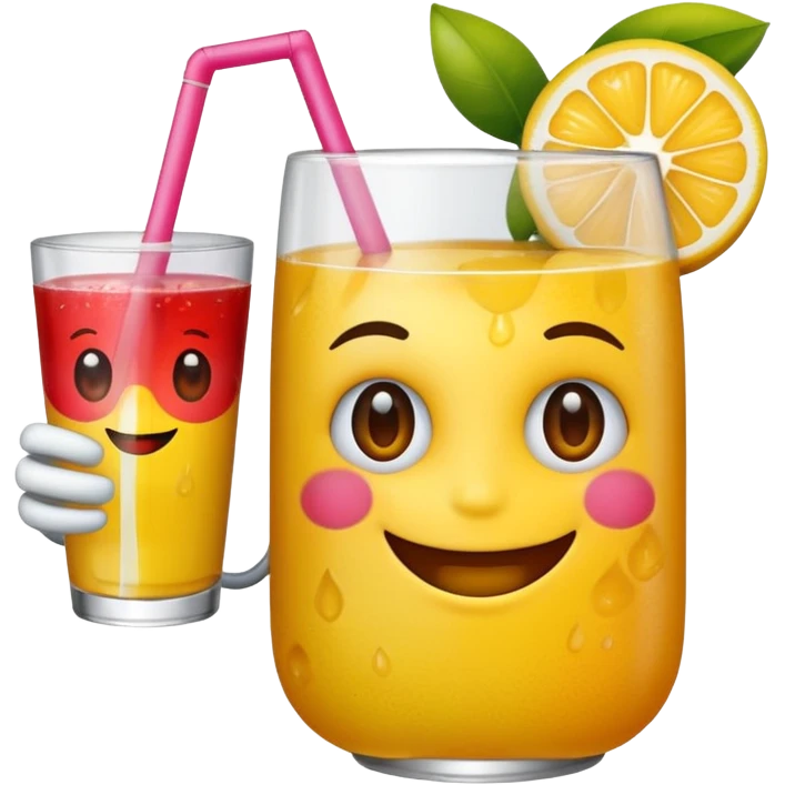 emoticon holding a fruit drink emoji