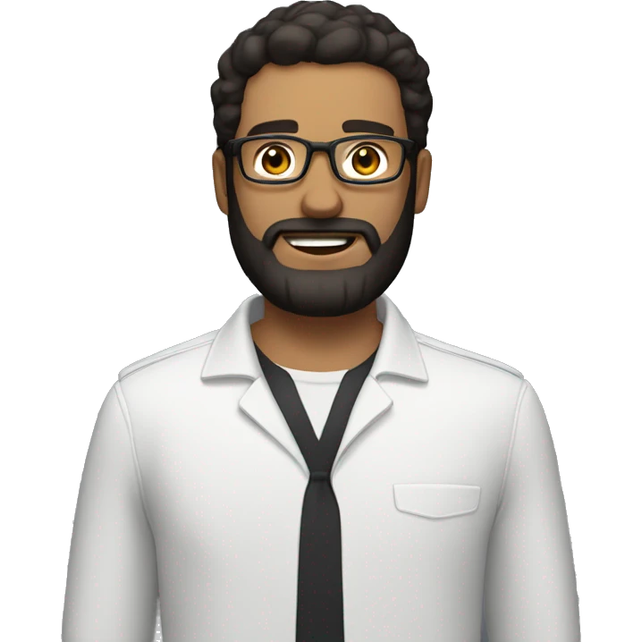 A man with dark hair and a beard now add aviator glasses with a little pane in the backgrond emoji