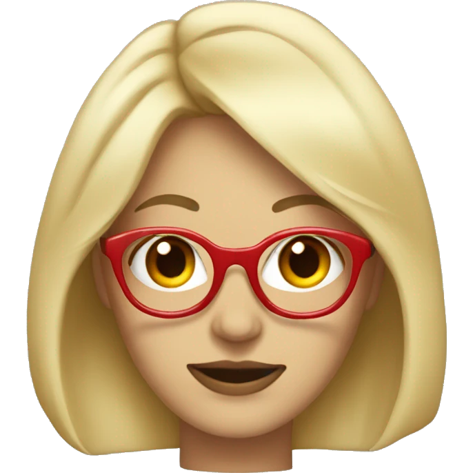 Blonde woman with medium length hair with red glasse emoji