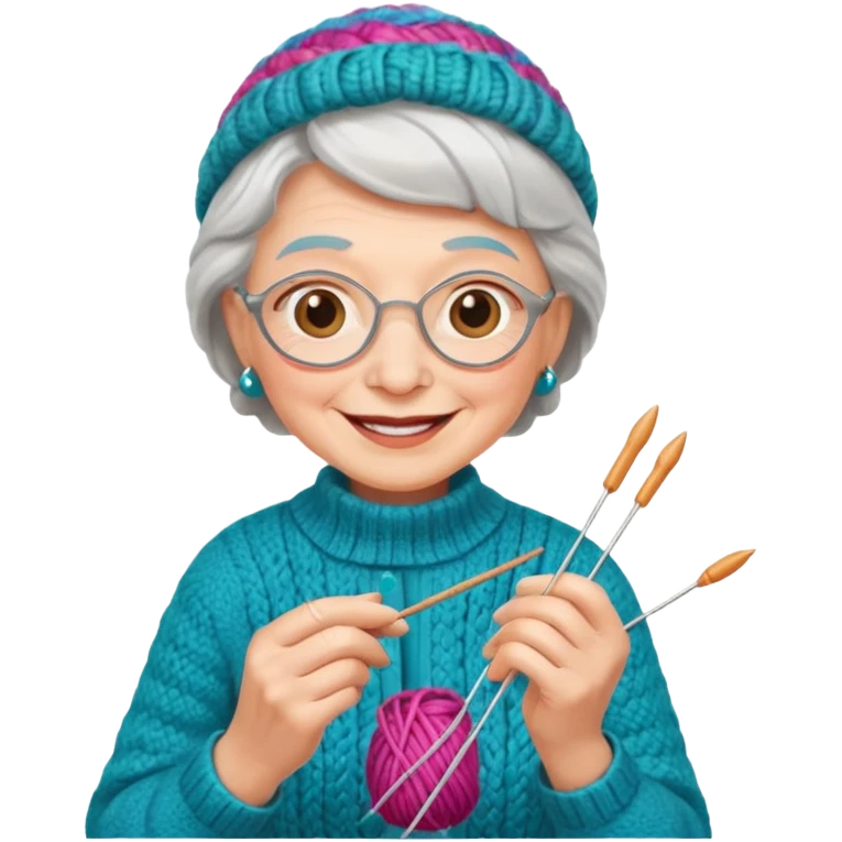 elderly women knitting emoji