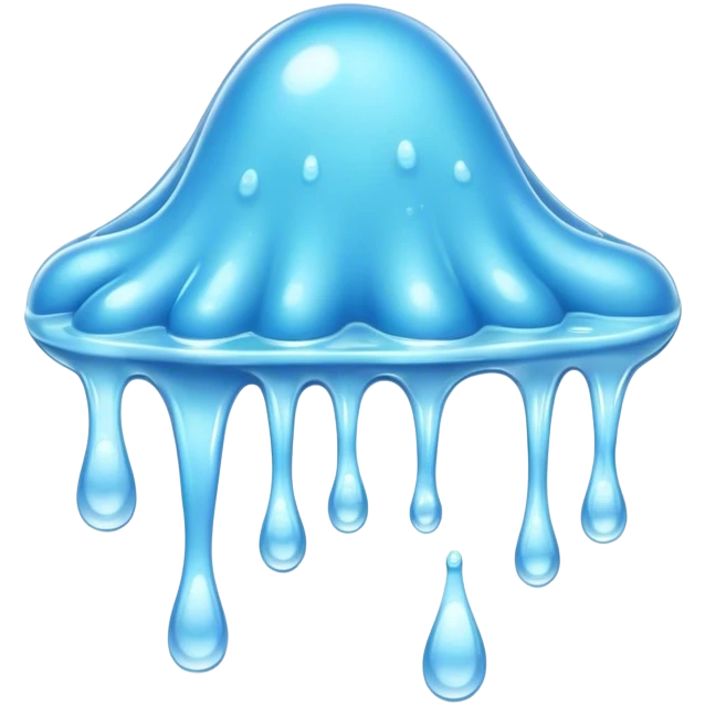 Cinematic Realistic Clear Blue Slime, glossy and translucent with a soft blue hue, light reflecting off its smooth surface, subtle bubbles trapped inside, slightly jiggling with movement, delicate highlights enhancing its wet and squishy texture, glowing with a soft, magical aura. emoji
