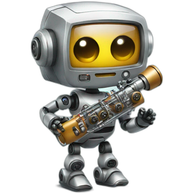 robot holding a recorder emoji