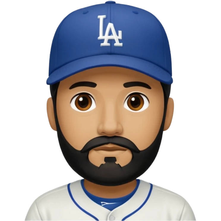 Can you make a guy with a black beard wearing an LA dodger hat? emoji