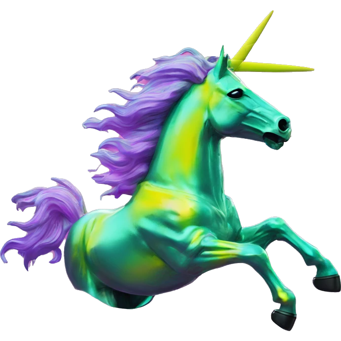 .Zombie_ Vaporwave black holographic oilslick zombie unicorn yellow caution tape emoji