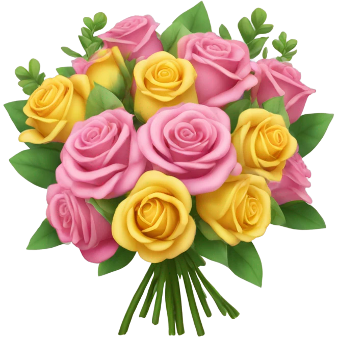 Pink and yellow rose bouquet  emoji
