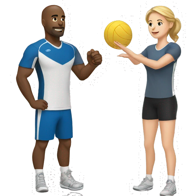 create white man and white woman make them play volleyball emoji