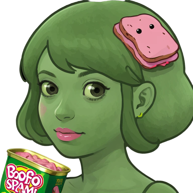 kawaii girl with pink spam meat emoji