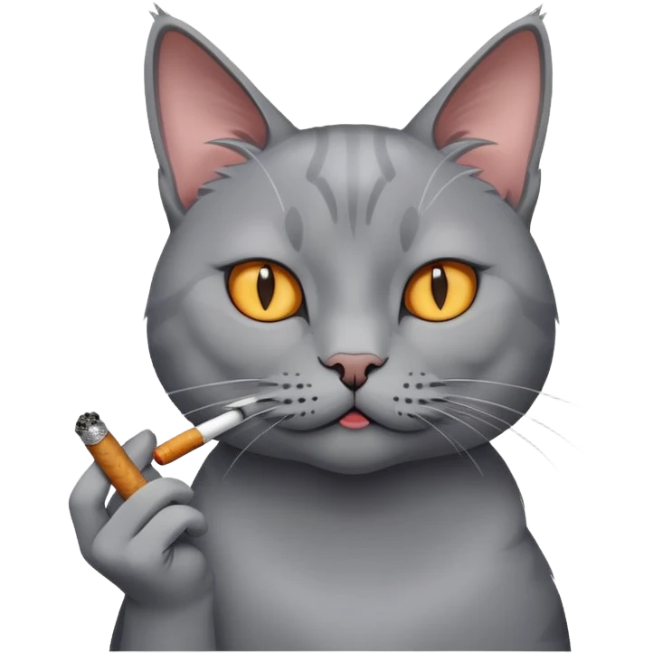 Grey cat with cigarette  emoji