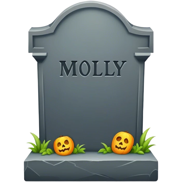 Tombstone that reads Molly emoji