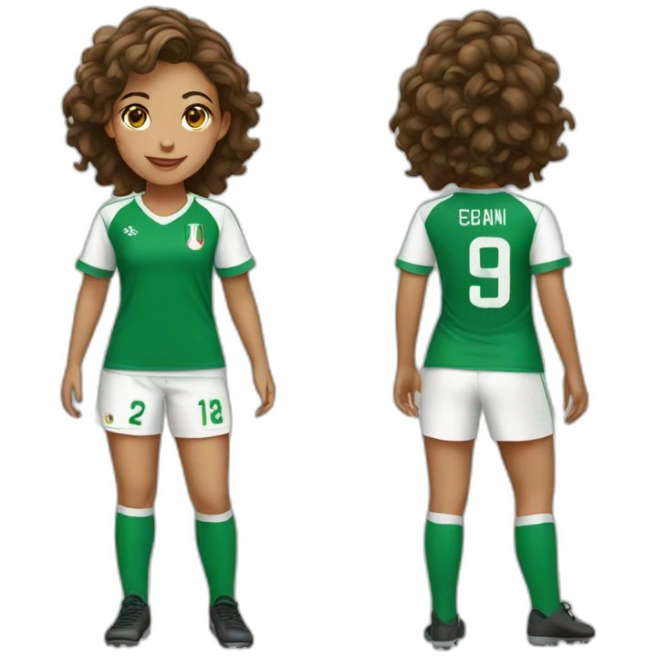 Girl with an algerian soccer jersey emoji