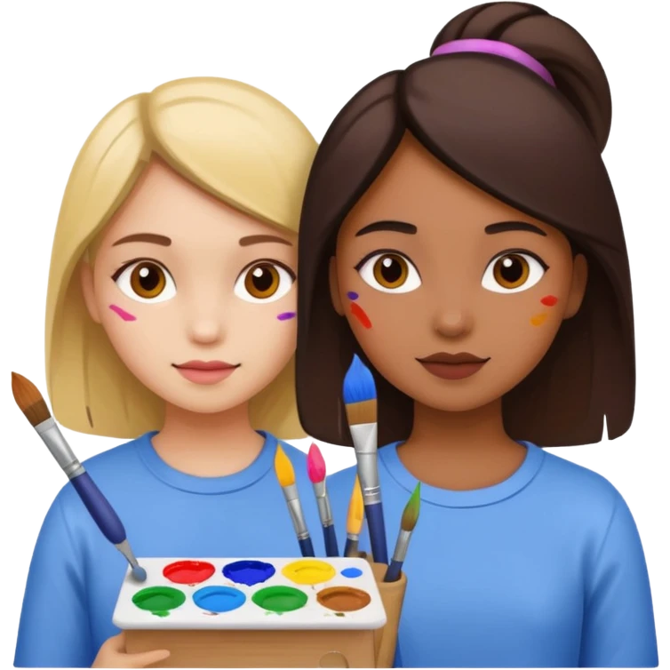 girls painting emoji
