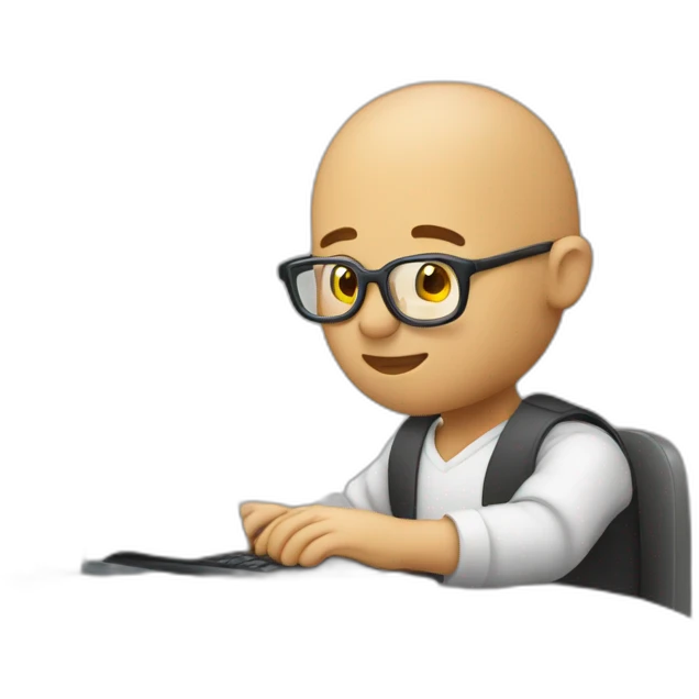 bald man developer typing on computer emoji