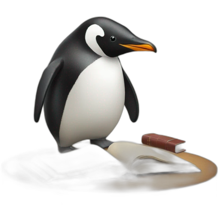 penguin studying german emoji