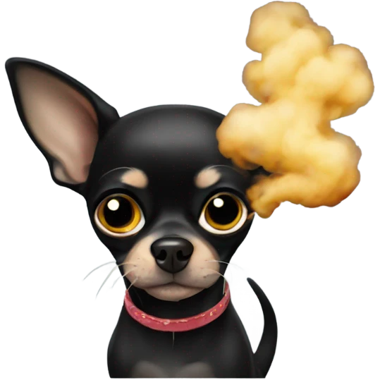 Black chihuahua smoking emoji